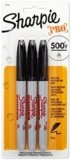 SHARPIE 13763PP Industrial Fine Point Permanent Marker, Withstand Up To 500F, Designed for Industrial and Laboratory Users, Black Color, 1 Blister with 3 Markers